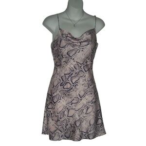 Cotton Candy LA Dress Pink Slip Navy Snakeskin Open Back 90's Style Sexy Mini S